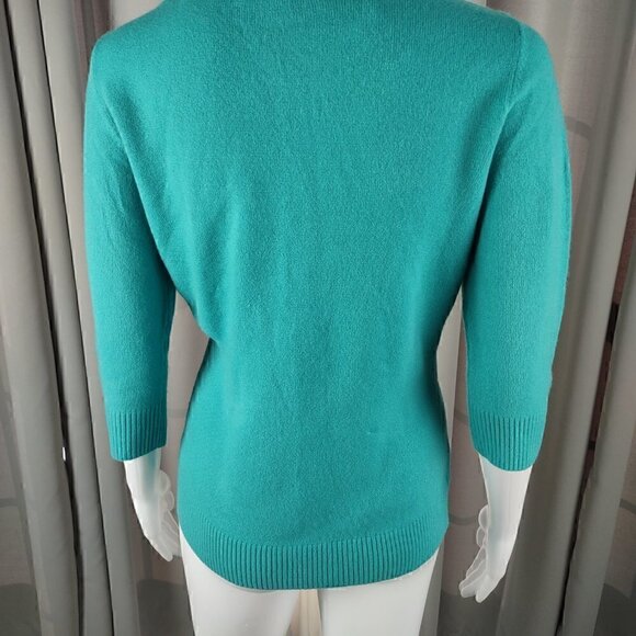 Karen Scott Women's 3/4 Sleeve Teal Pullover Sweater Size Small - Picture 4 of 11